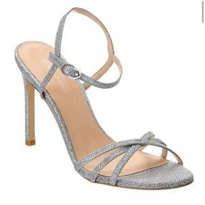 Stuart Weitzman Starla Metallic Sandals – Silver Strappy Heel Size 11 NWT